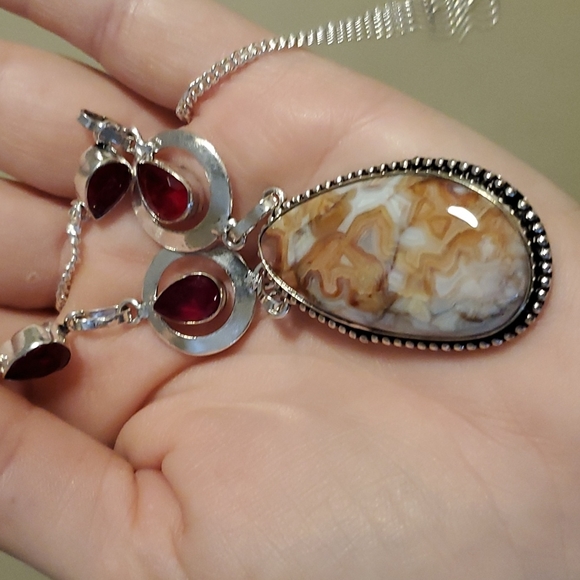 New Mexican Laguna Agate & Red Onyx Jewelry Set - Picture 5 of 10